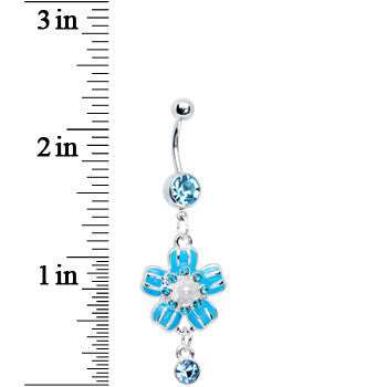 Sky Blue Gem Perfect Posy Flower Dangle Belly Ring