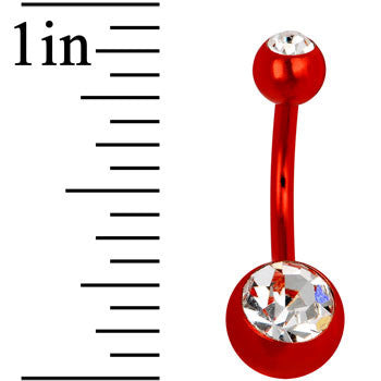 Red Anodized Titanium Double Gem Belly Ring