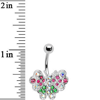 Multi Gem Colorful Butterfly Belly Ring