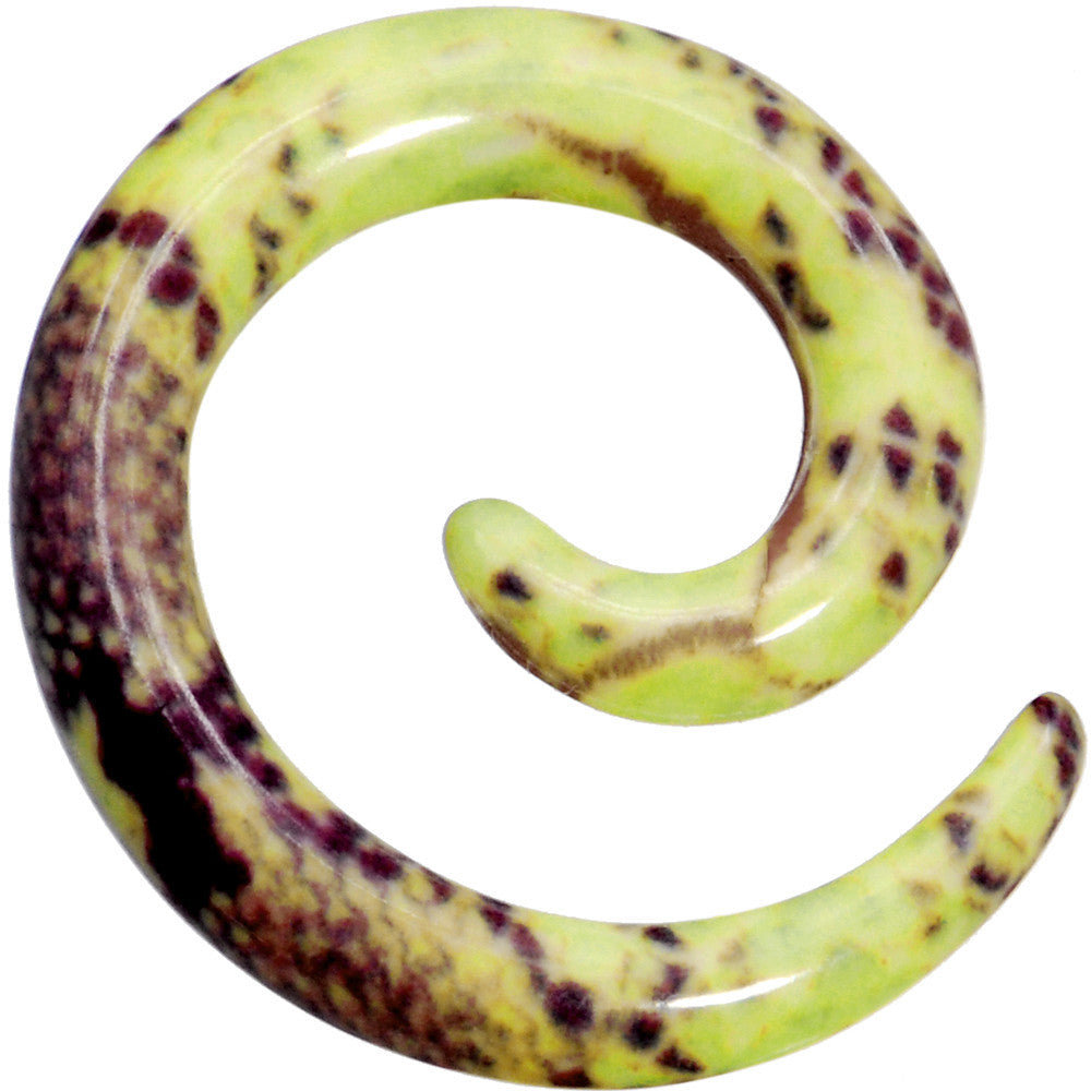 6G Green Snake Skin Acrylic Spiral Taper