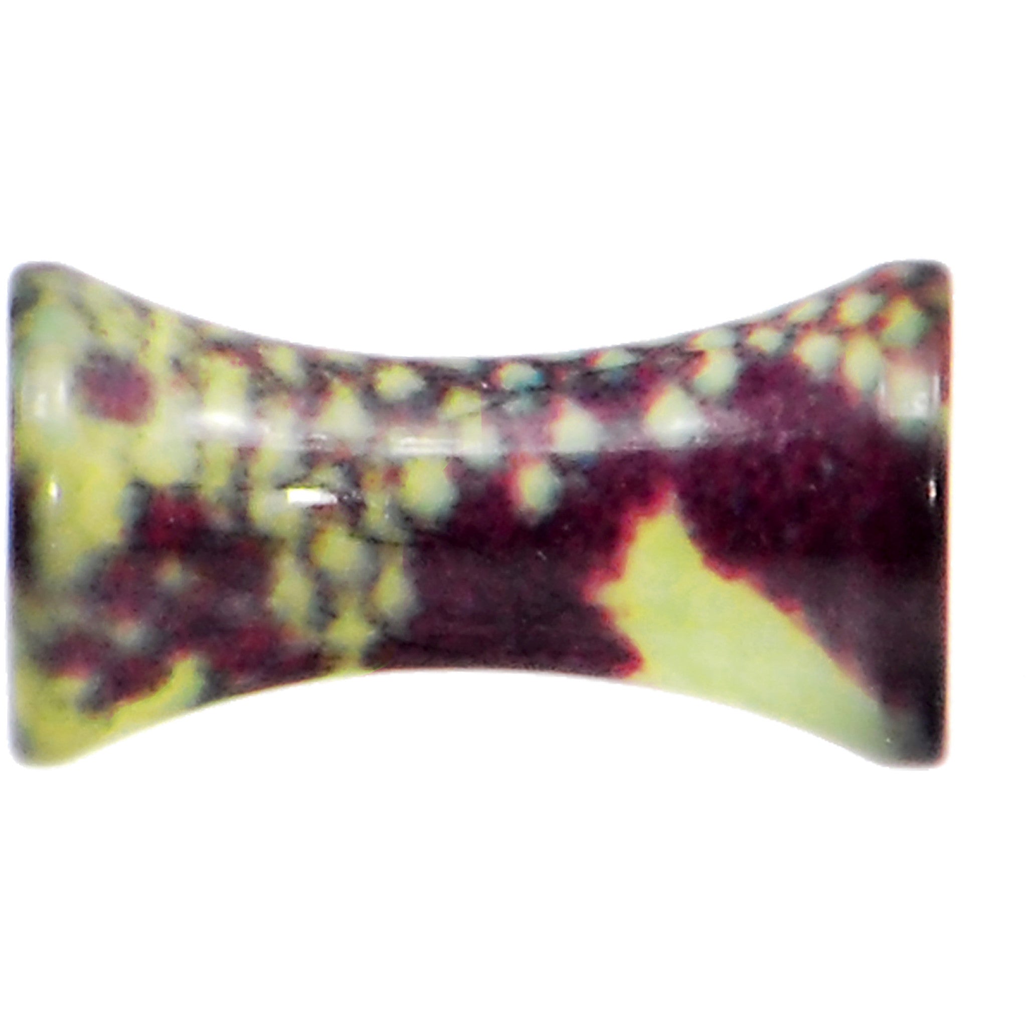 8G Green Snake Skin Acrylic Saddle Plug