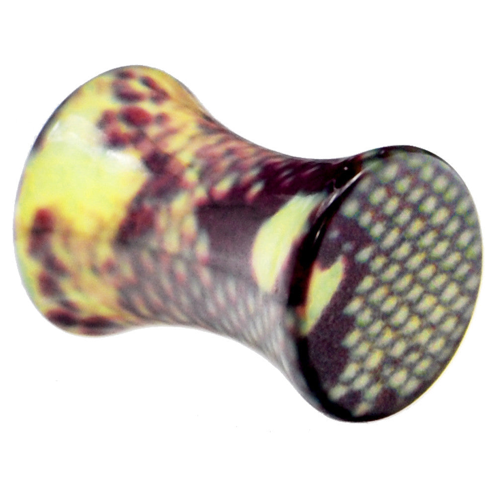 4G Green Snake Skin Acrylic Saddle Plug