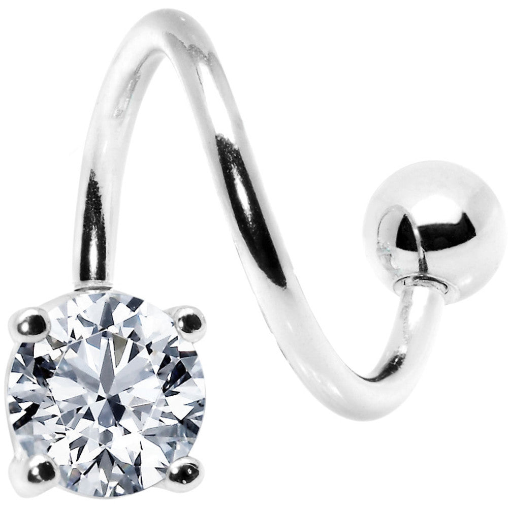 14G 7/16 Clear Gem Pinnacle Spiral Twister Belly Ring
