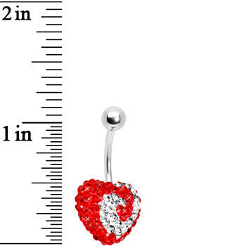Cosmic Swirl Red Heart Sparkler Belly Ring
