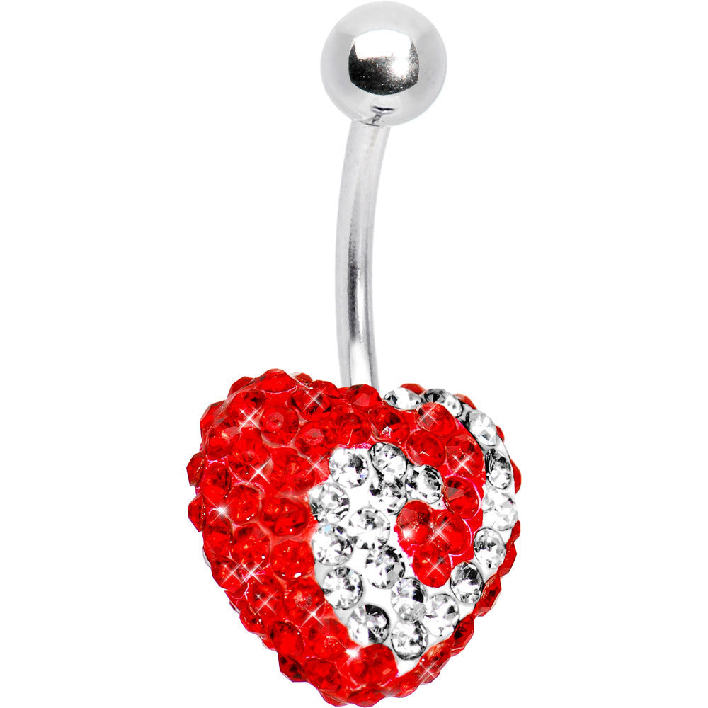Cosmic Swirl Red Heart Sparkler Belly Ring