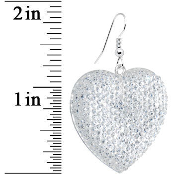 Chic Clear Gem Studded Heart Dangle Earrings