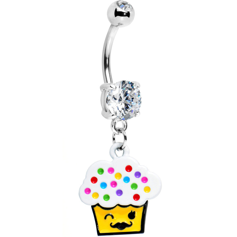 Colorful Sprinkles Mustache Cupcake Belly Ring