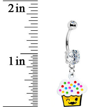 Colorful Sprinkles Mustache Cupcake Belly Ring