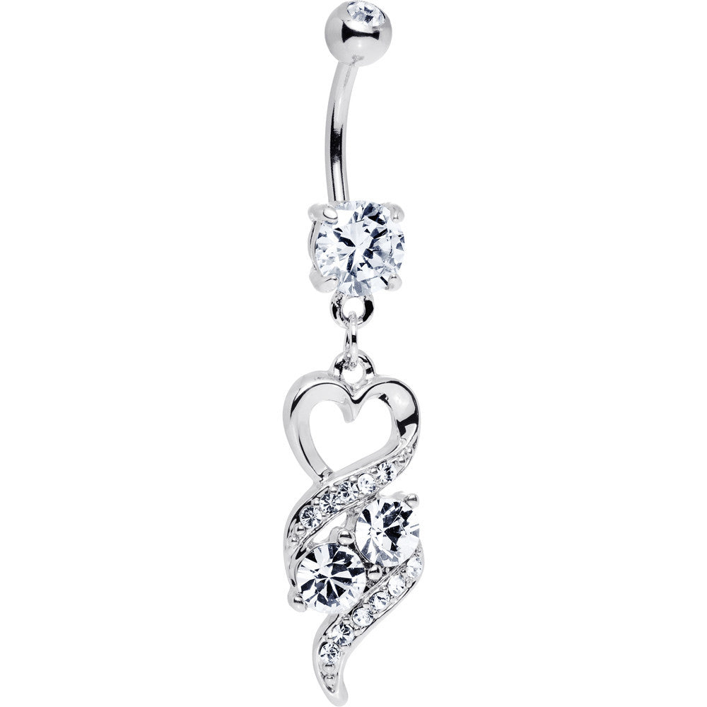 Clear Gem Heart Twist Belly Ring