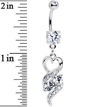 Clear Gem Heart Twist Belly Ring