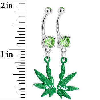 Best Buds Pot Leaf Best Friends Belly Ring Set