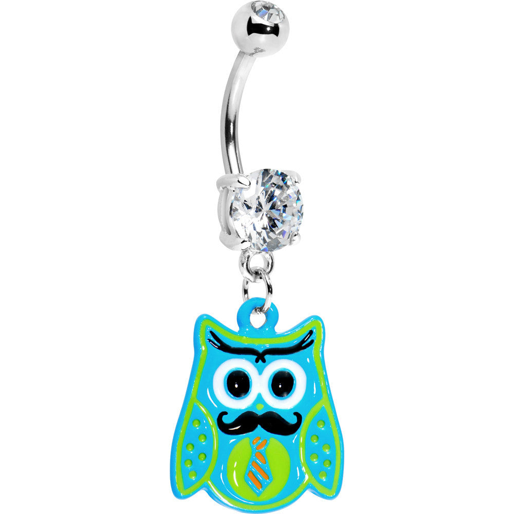 Double Gem Tie and Mustache Owl Belly Ring