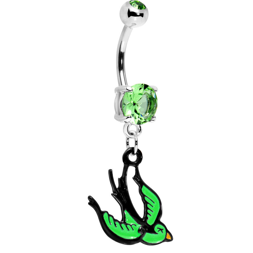 Peridot Gem Sparrow Dive Belly Ring