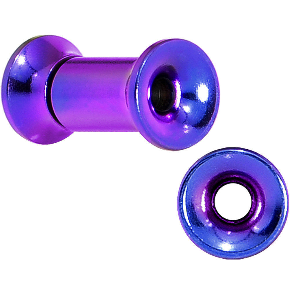 6 Gauge Purple Anodized Titanium Steel Internally Threaded Screw Fit Plug