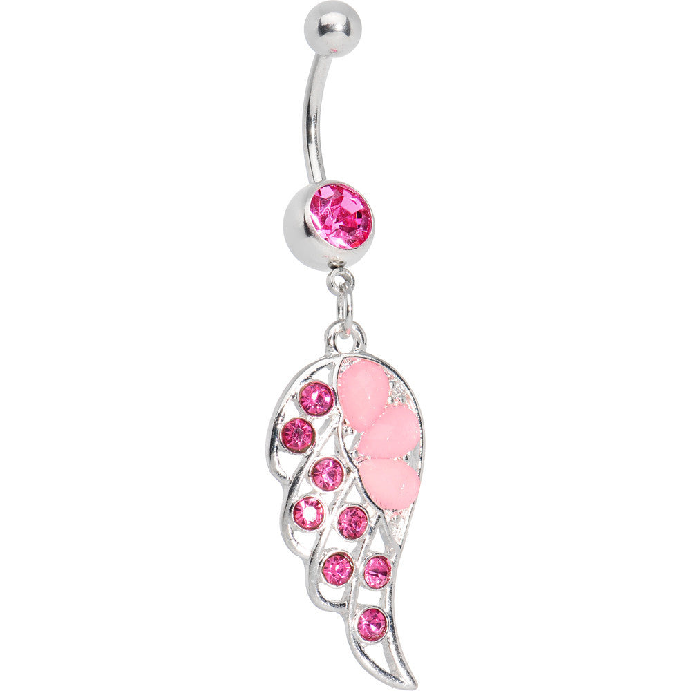 Pink Gem Lovely Dove Wing Belly Ring