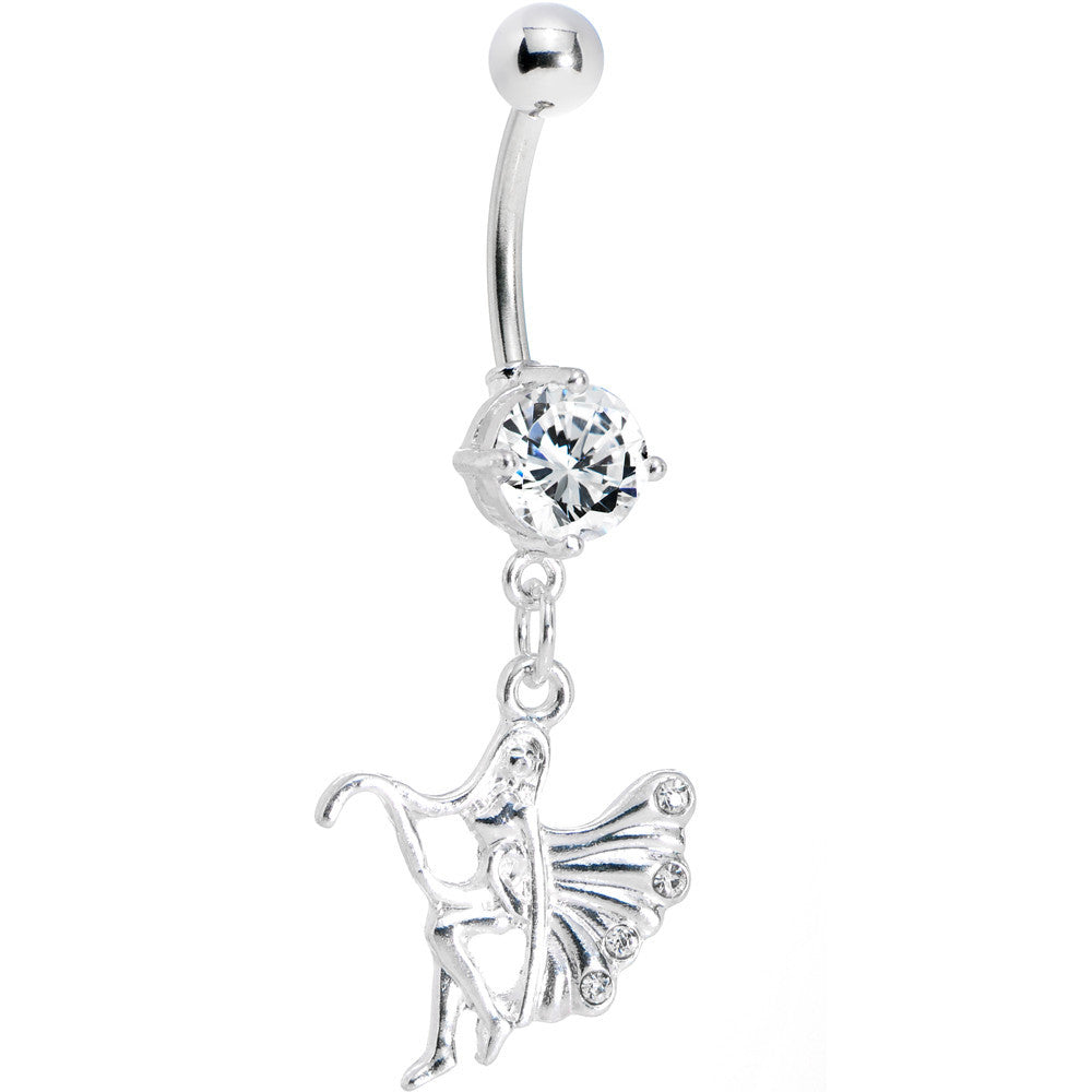 Clear Gem Winged Forest Fairy Belly Ring