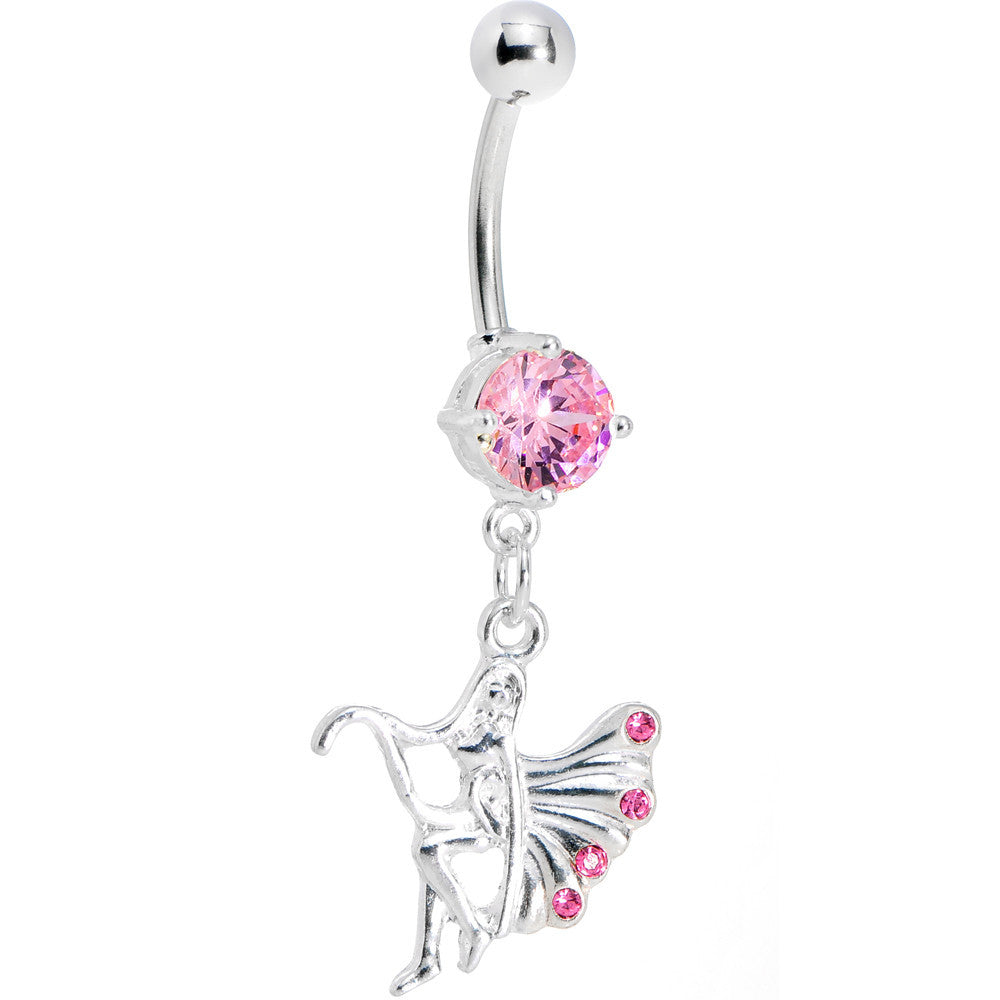 Pink Gem Winged Forest Fairy Belly Ring