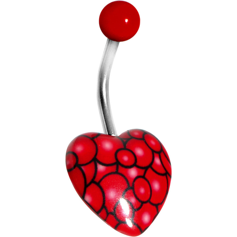 Red Bubble Bursting Heart Belly Ring