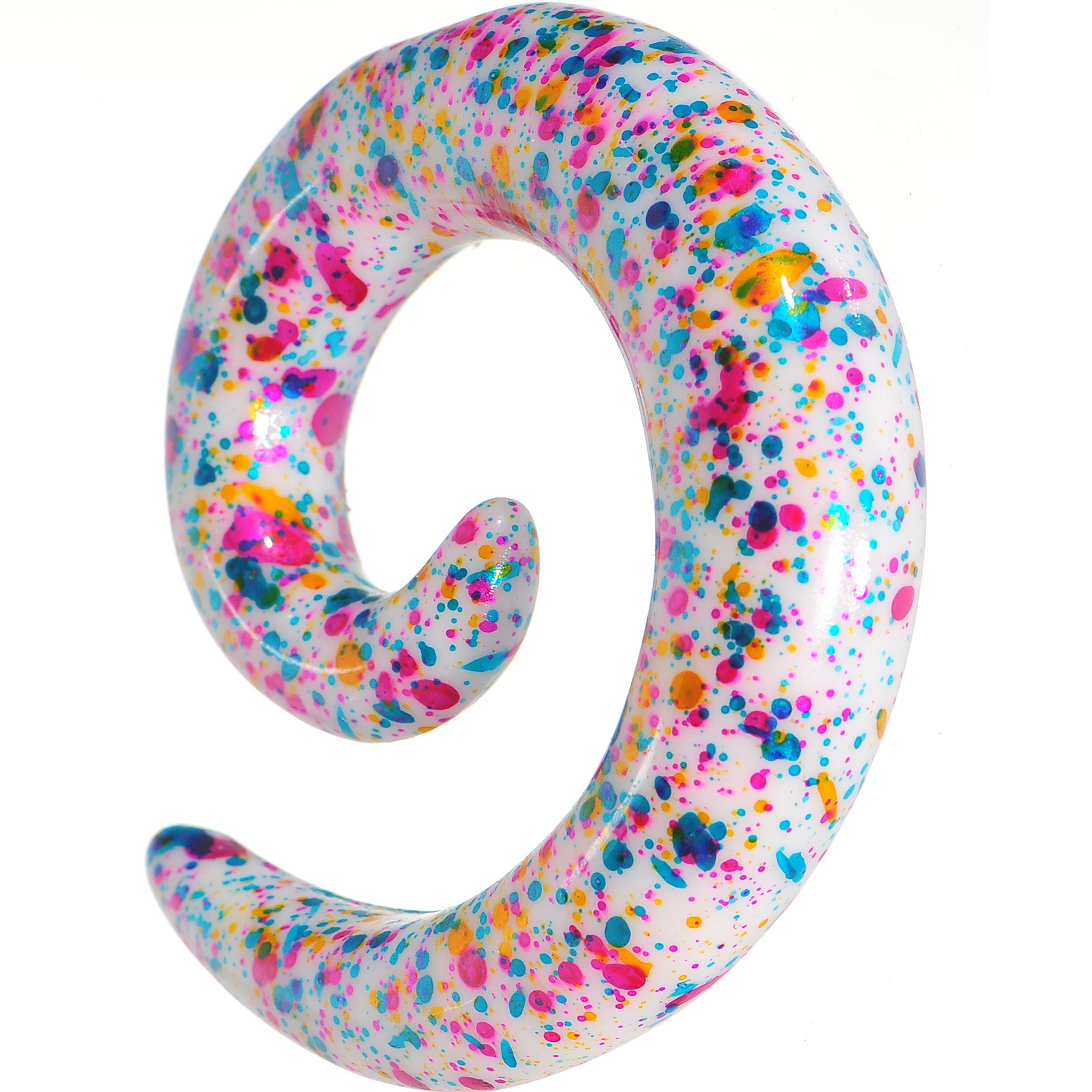 00 Gauge Acrylic Rainbow Bubblegum Spatter Spiral Taper