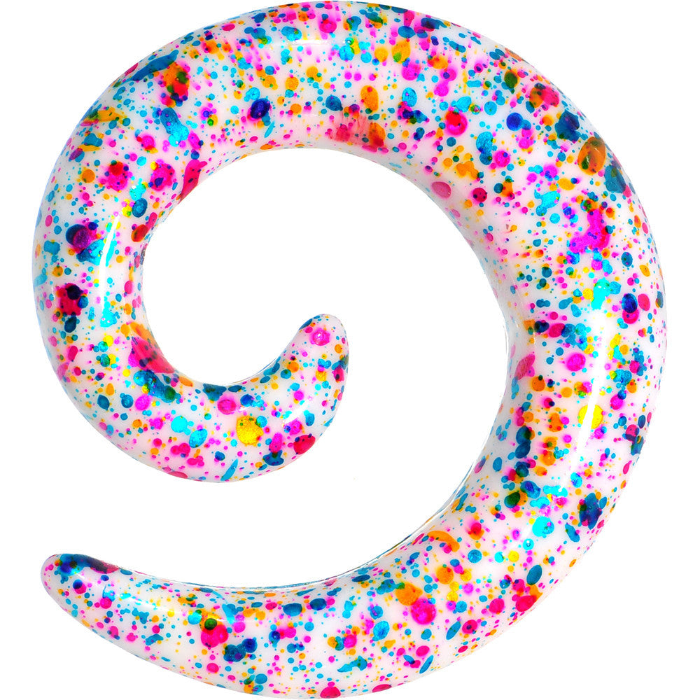 1/2 Acrylic Rainbow Bubblegum Spatter Spiral Taper