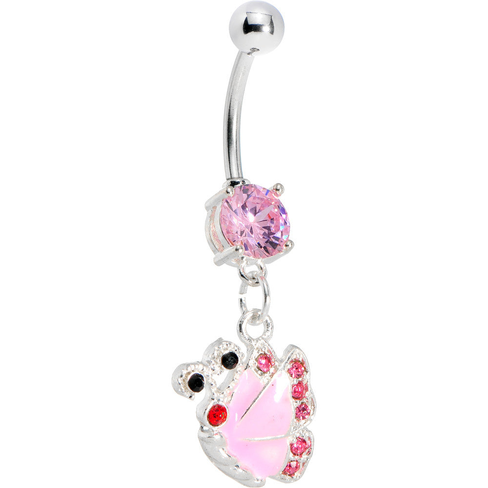 Pink Gem Shine Wing Butterfly Belly Ring
