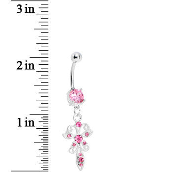 Pink Gem Filigree Carrier Butterfly Belly Ring