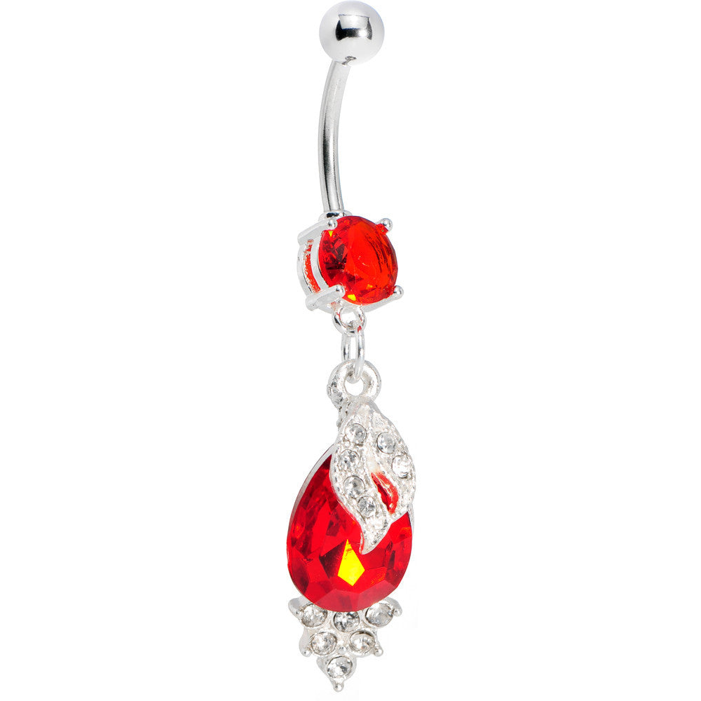 Red Lava Floral Tear Dangle Belly Ring