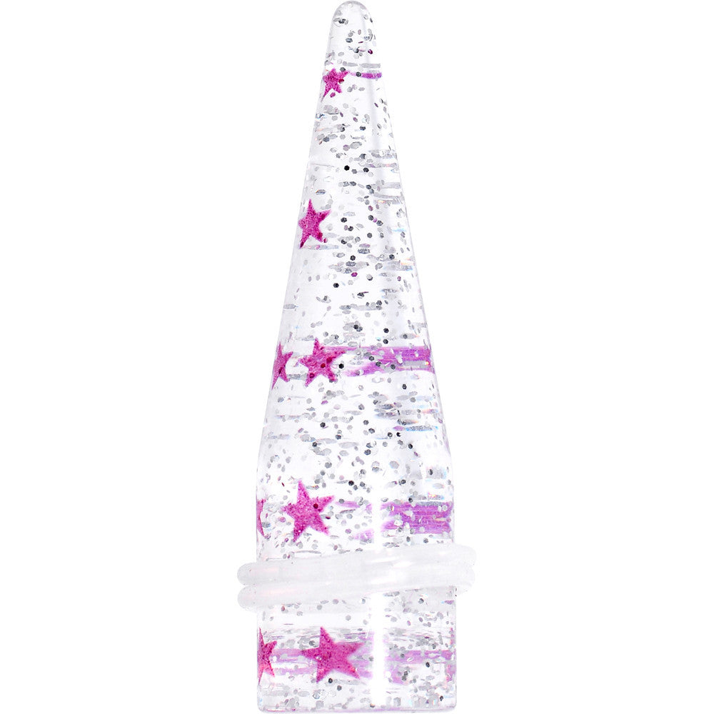 5/8 Clear Acrylic Glitter Purple Star Confetti Taper