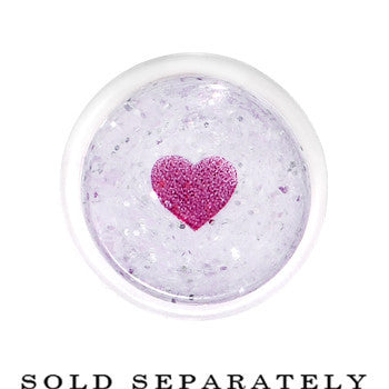 9/16 Clear Acrylic Glitter Purple Heart Confetti Taper