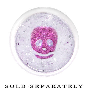 00 Gauge Clear Acrylic Glitter Purple Skull Confetti Taper