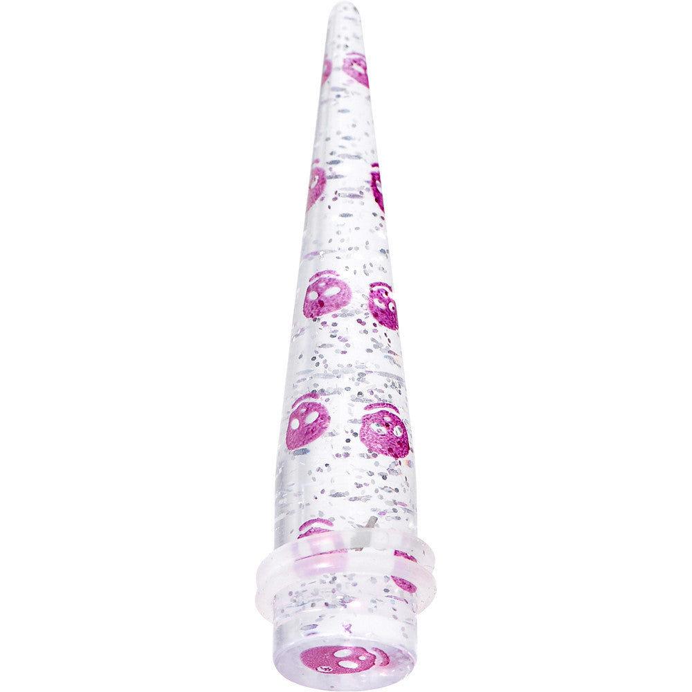 1/2 Clear Acrylic Glitter Purple Skull Confetti Taper