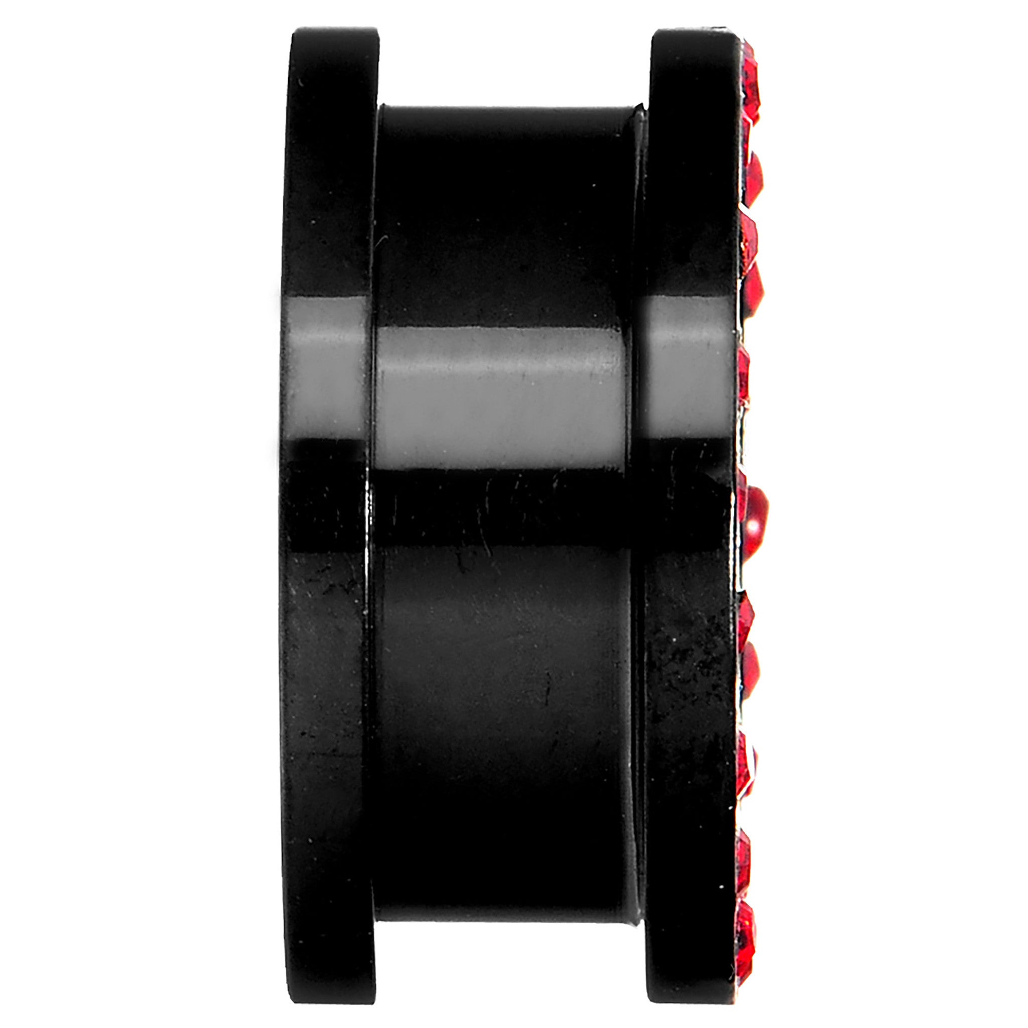 18mm Black Anodized Titanium Red Gem Screw Fit Tunnel