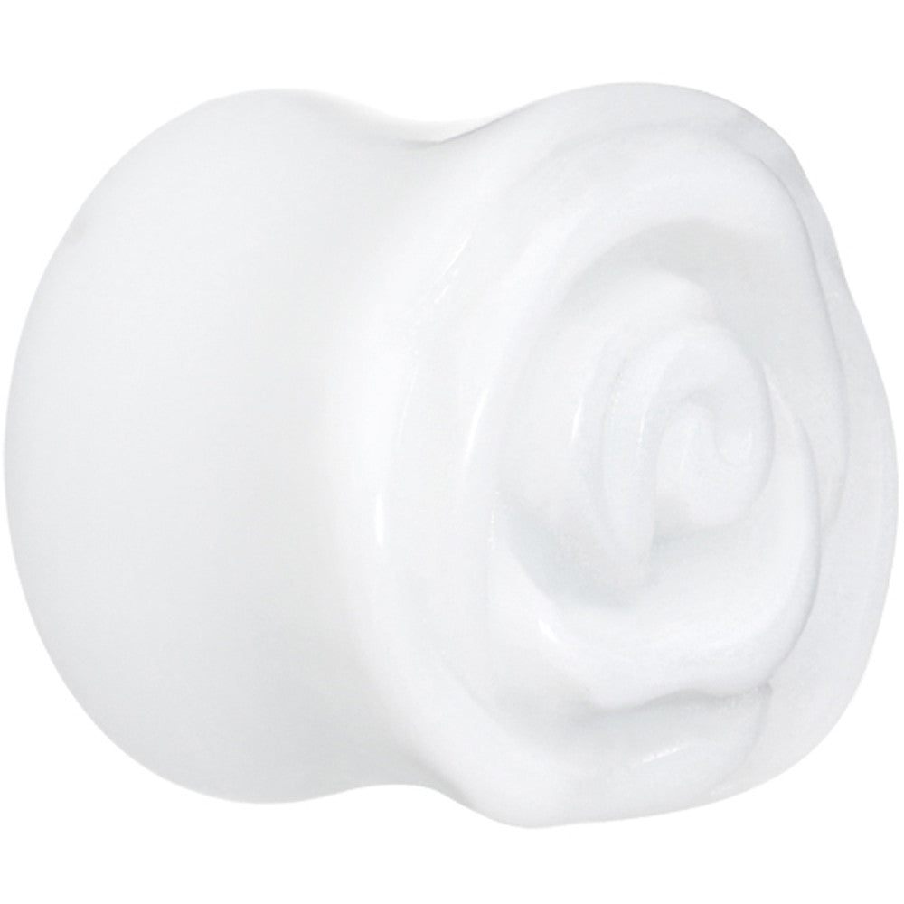 7/8 White Rose Flower Acrylic Saddle Plug