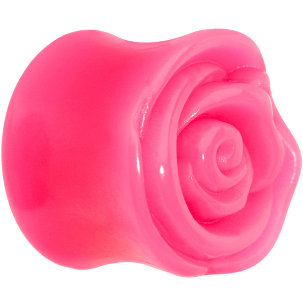 5/8 Pink Rose Flower Acrylic Saddle Plug