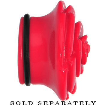 7/8 Red Blooming Rose Flower Single Flare Plug