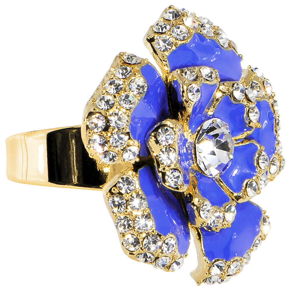 Blue Crystal Flower Exotic Ring
