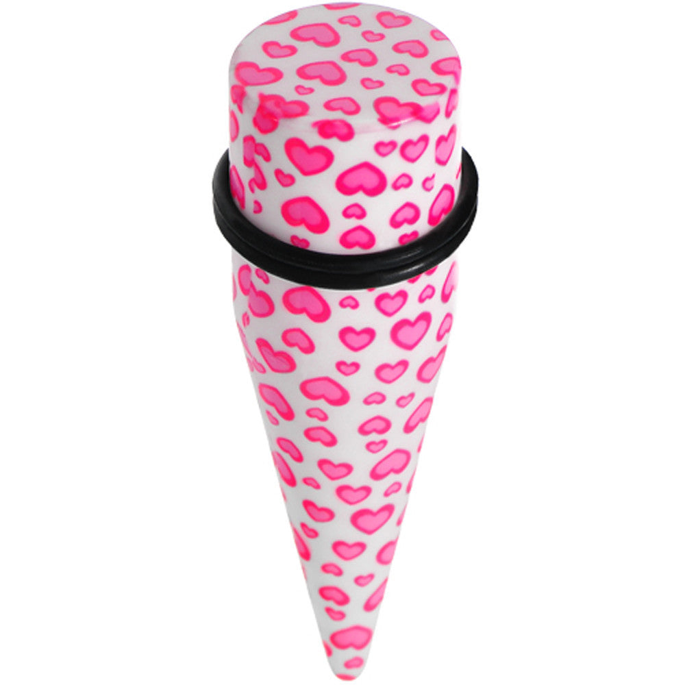 20mm White Acrylic Pink Heart Logo Taper