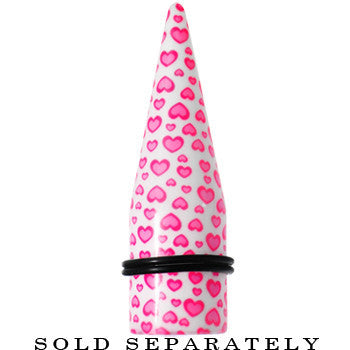 20mm White Acrylic Pink Heart Logo Taper