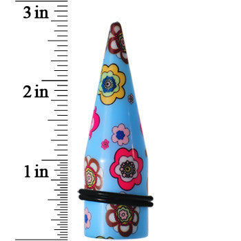 20mm Blue Acrylic Retro Flower Logo Taper