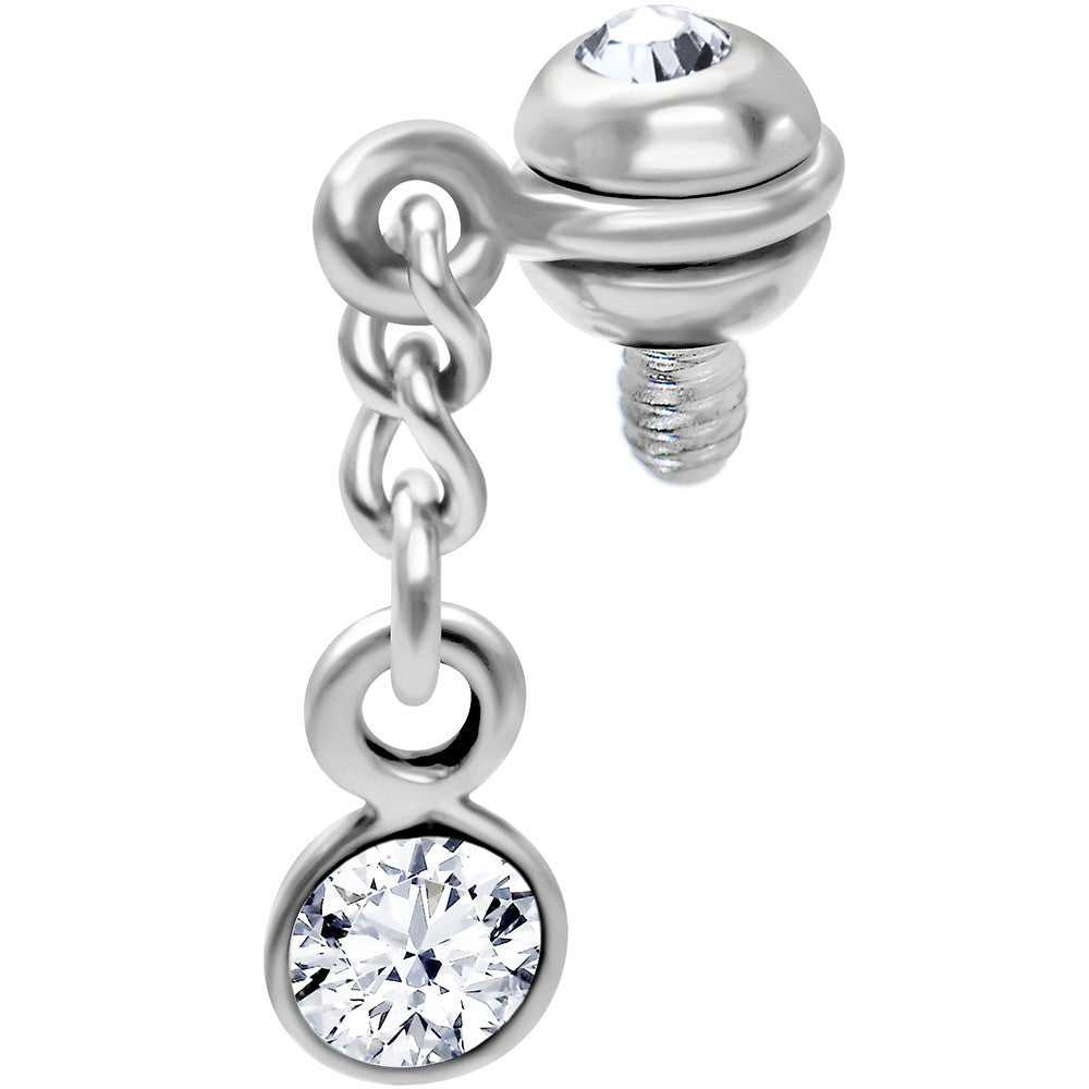 Inset Ball Clear Gem Dangling Dermal Anchor Top