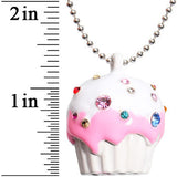 White Frosting Gem Cupcake Necklace
