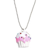 White Frosting Gem Cupcake Necklace