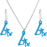 Blue Star Live Dangle Necklace and Earring Set