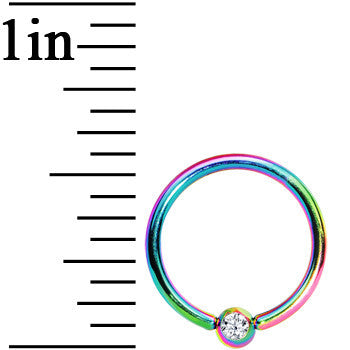 16 Gauge 3/8 Clear Crystal Rainbow Titanium BCR Captive Ring