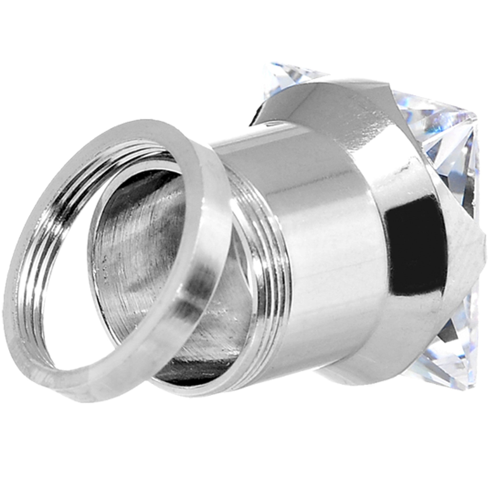 4G Stainless Steel Clear Square CZ Screw Fit Tunnel