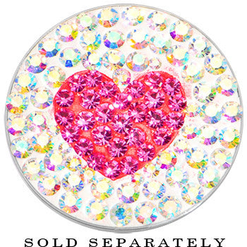 18mm Stainless Steel Aurora Gem Pink Heart Screw Fit Plug