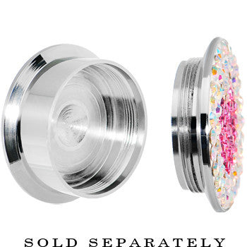 18mm Stainless Steel Aurora Gem Pink Heart Screw Fit Plug