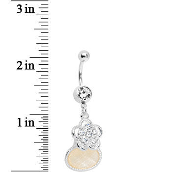 Crystalline Gem Oval Shimmer Flower Belly Ring