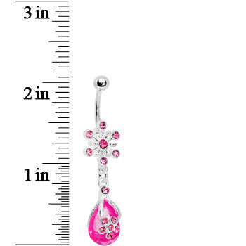 Pink Gem Explosion Teardrop Flower Belly Ring