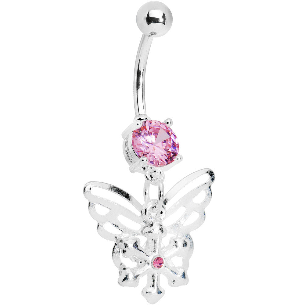 Passion Pink Gem Encompass Butterfly Belly Ring